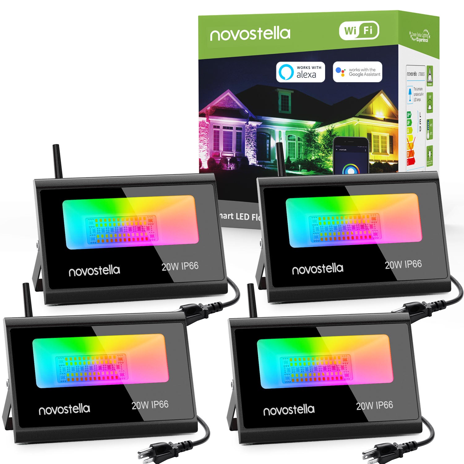 Novostella BLink Smart LED Flood Light RGB CW 25W 4Pcs 2700K-6500K, Floodli - 3